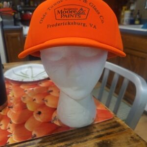 Orange NOS Trucker Hat OLDE TOWN PAINT AND GLASS BENJAMIN MOORE PAINTS
